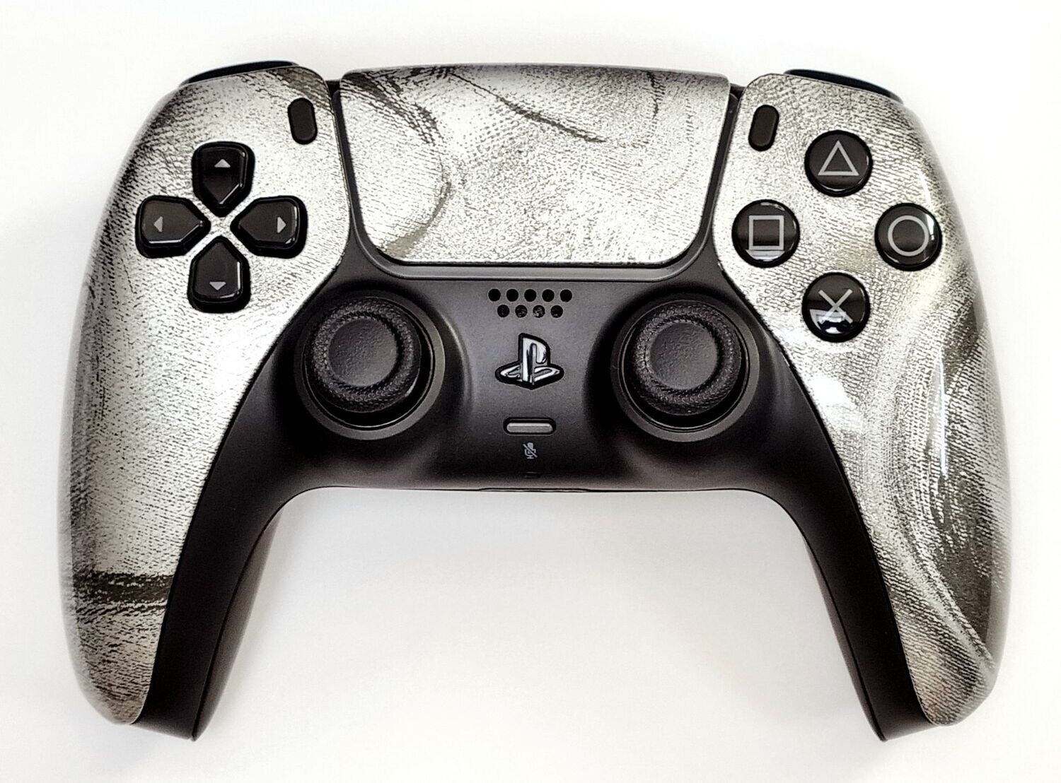Custom PS5 Dualsense Controller - Silver a Black Swirl