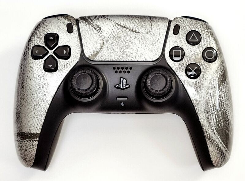 Custom PS5 Dualsense Controller - Silver a Black Swirl