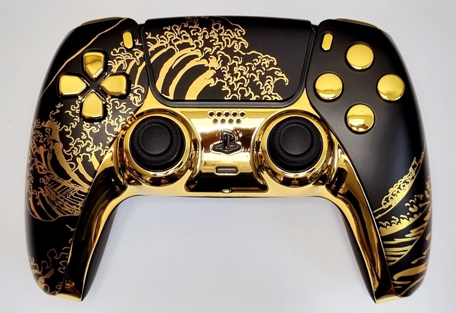 ​Custom PS5 Dualsense Controller - The Great Golden Wave of Kanagawa - Black & Gold Design - *NEW*