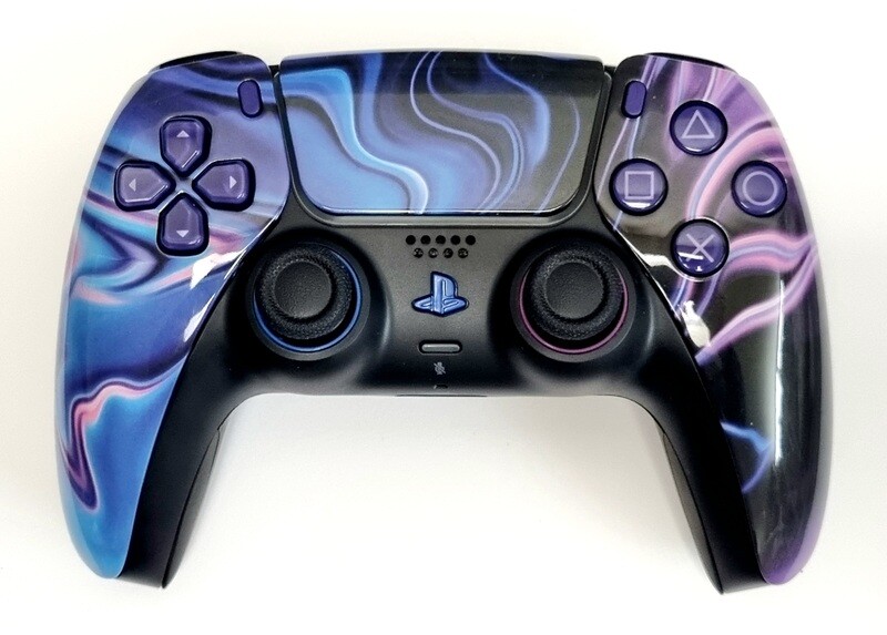 Custom PS5 Dualsense Controller - Blue Purple Black Swirl Design. *NEW*