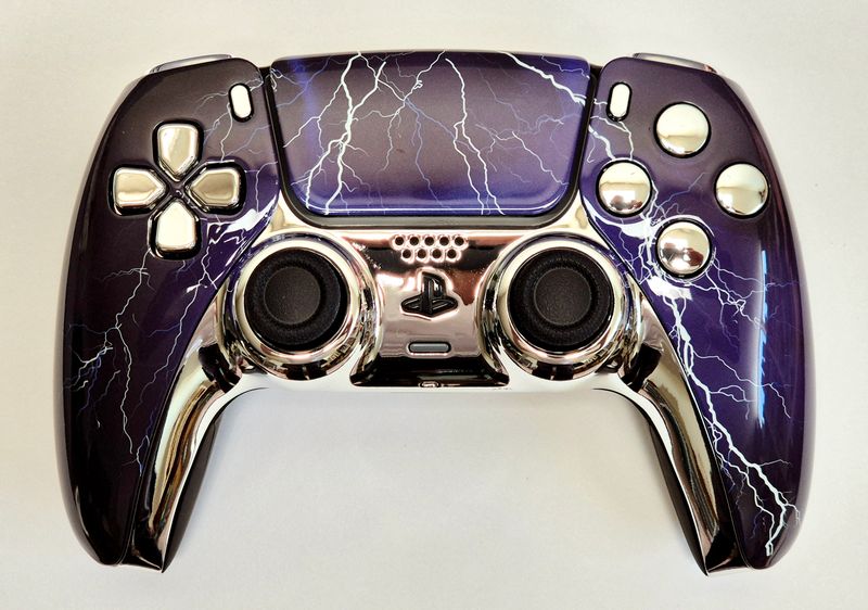 Custom PS5 Dualsense Controller - Glossy Purple Storm / Lightning Design *NEW*