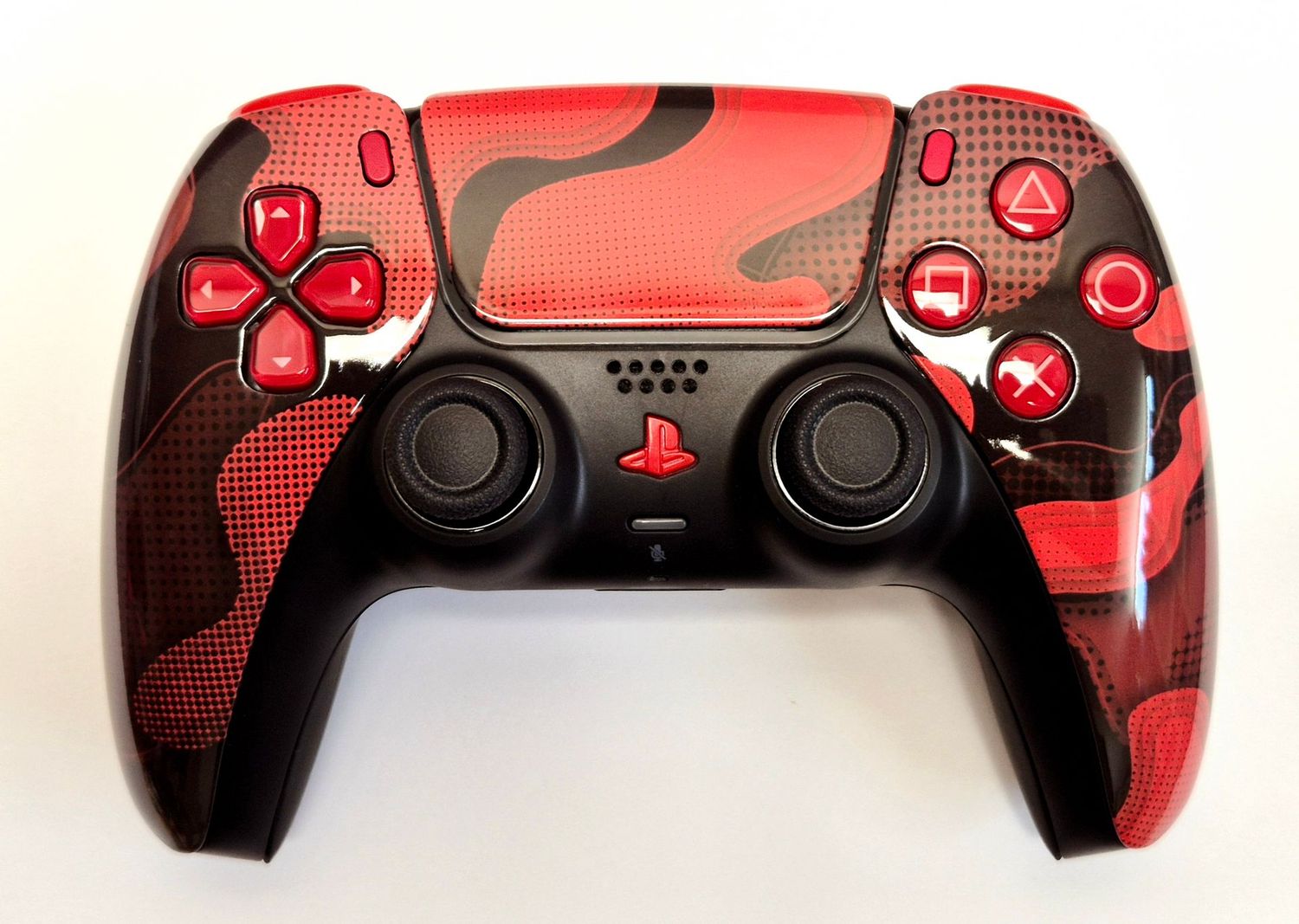 ​Custom PS5 Dualsense Controller - Black & Red Camo Design *NEW*