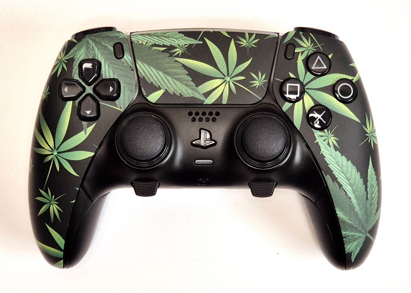 Custom Sony PS5 DualSense Edge Controller - Weed / Cannabis Leaves Design *NEW*