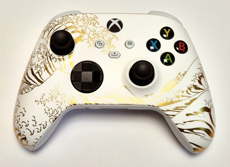 Customised Microsoft Wireless Xbox Series X/S Controller - The Great Wave of Kanagawa - White & Gold *NEW*