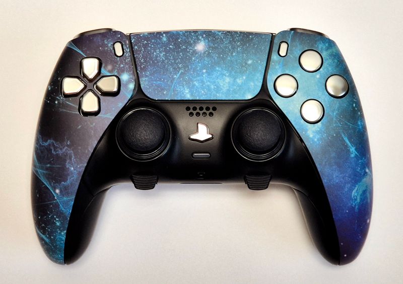 Custom PS5 Dualsense Edge Controller - Blue Nebula / Silver Design *NEW*