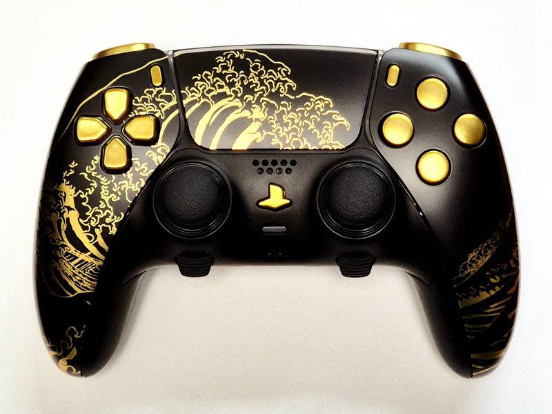 Custom Sony PS5 DualSense Edge Controller - Great Golden Wave of Kanagawa *NEW*