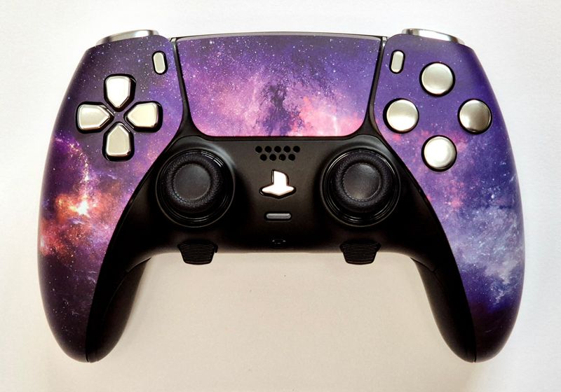 Custom PS5 Dualsense Edge Controller - Purple Galaxy / Silver Design *NEW*