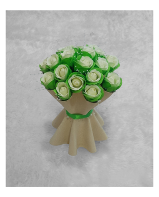 Bouquet rosas verdes y crema