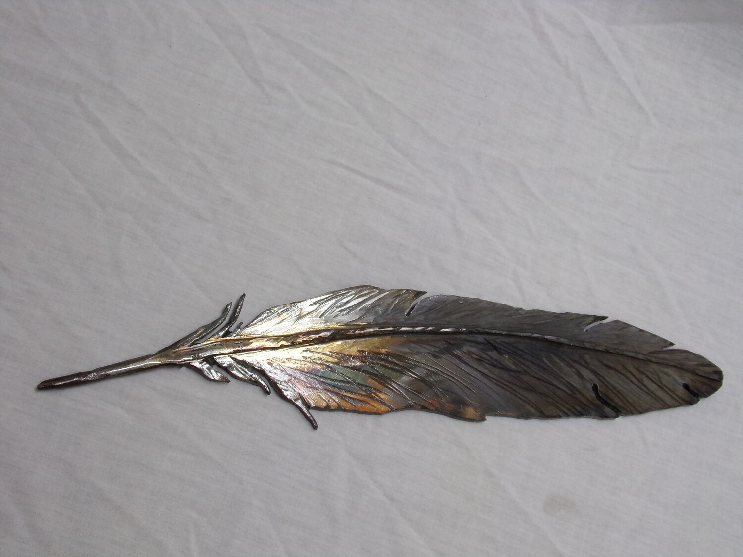 Flame Painted Steel Eagle Feather