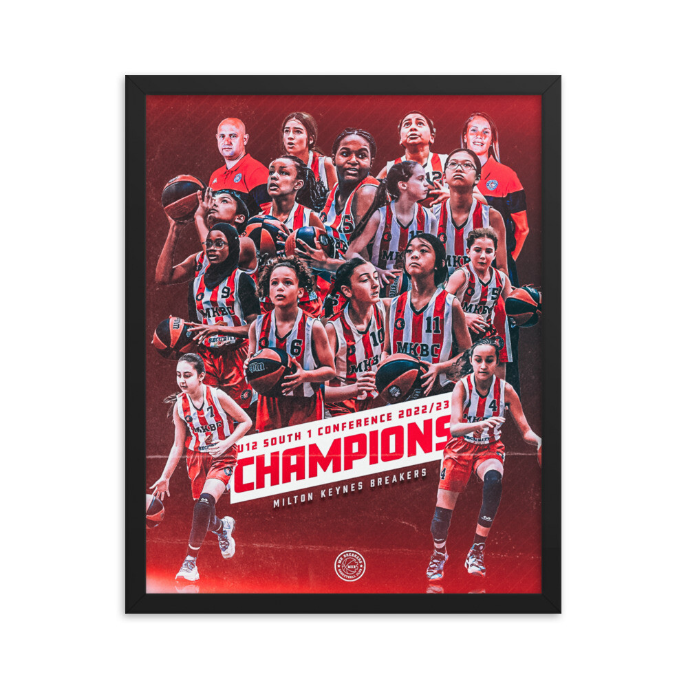 U12 Girls South 1 Conference Champions Framed Poster