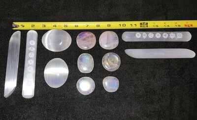 Selenite Massage Wands 6&quot; or Selenite Palm Stones 3&quot; or Angel Aura Worry/Thumb Stones ~1-2&quot; or Selenite Sticks 12&quot; Raw*