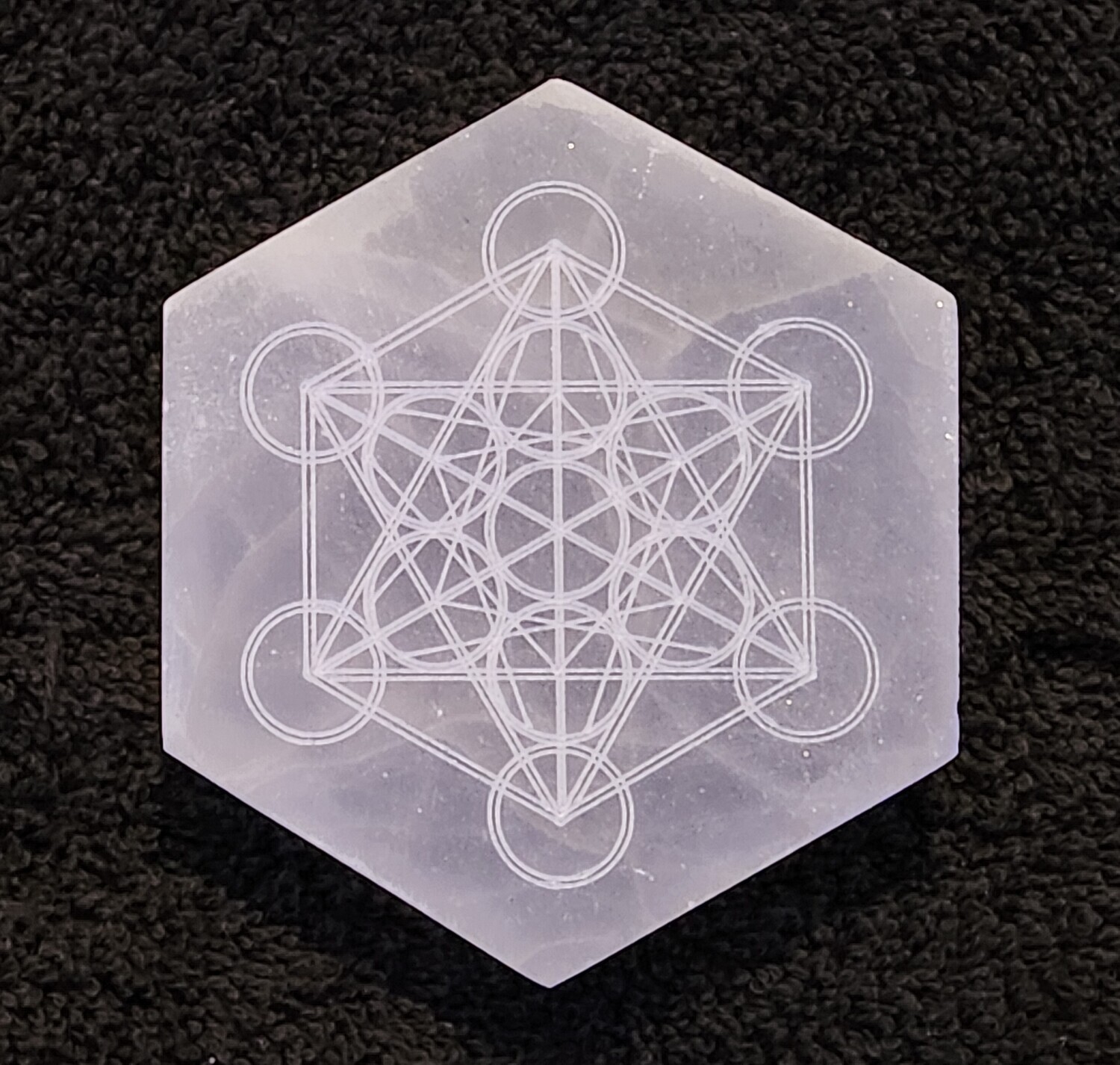 Selenite Energy Clearing &amp; Charging Plate w/ Sacred Geometry