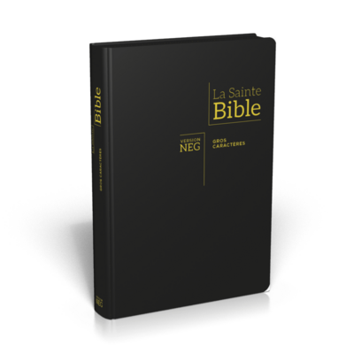 Bible NEG gros caractères
Modèle souple, Fibro, noir, tranche or, onglets, fermeture