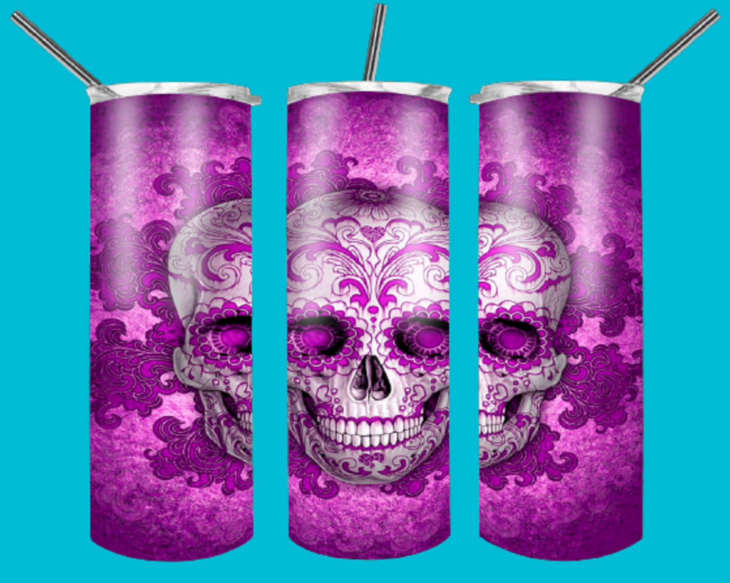 Purple Skull Sublimation Digital Design for 20 Oz Skinny Tumbler