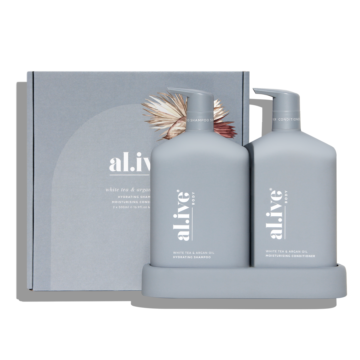 Shampoo &amp; Conditioner Duo + Tray - White Tea &amp; Argan Oil