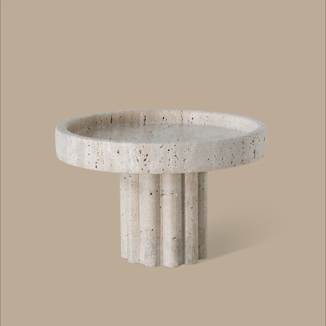Column Tray Travertine Round