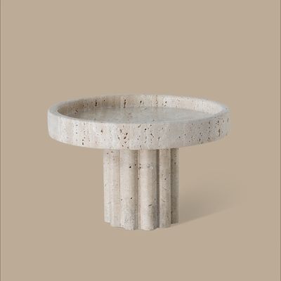 Column Tray Travertine Round