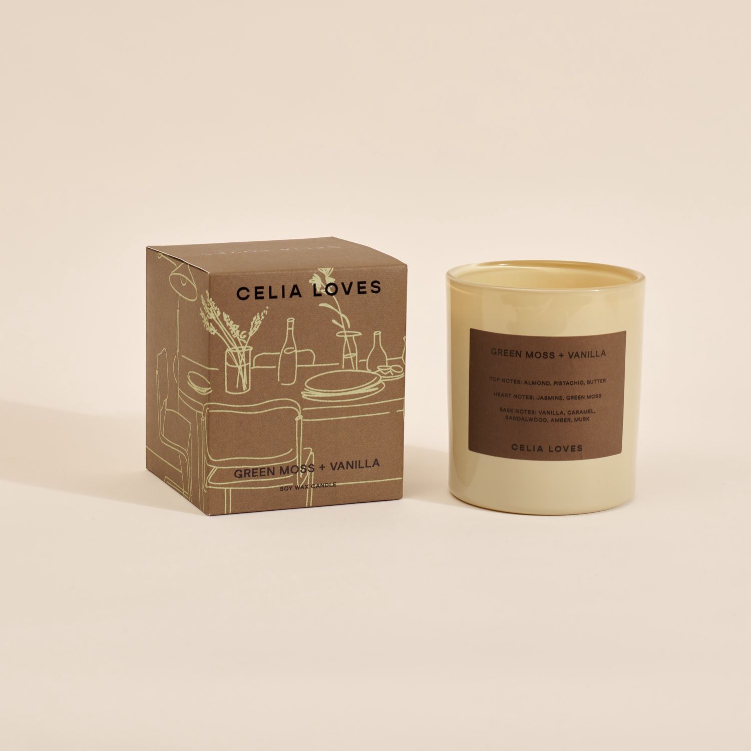 Green Moss &amp; Vanilla Candle - 80 HR