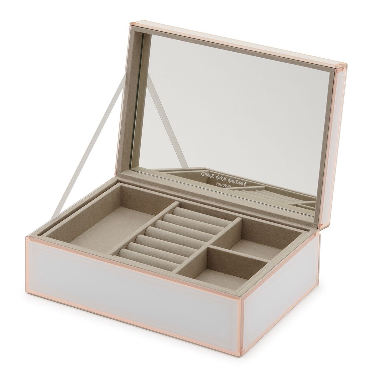 Sara Large Jewellery Box - White / Rose Gold