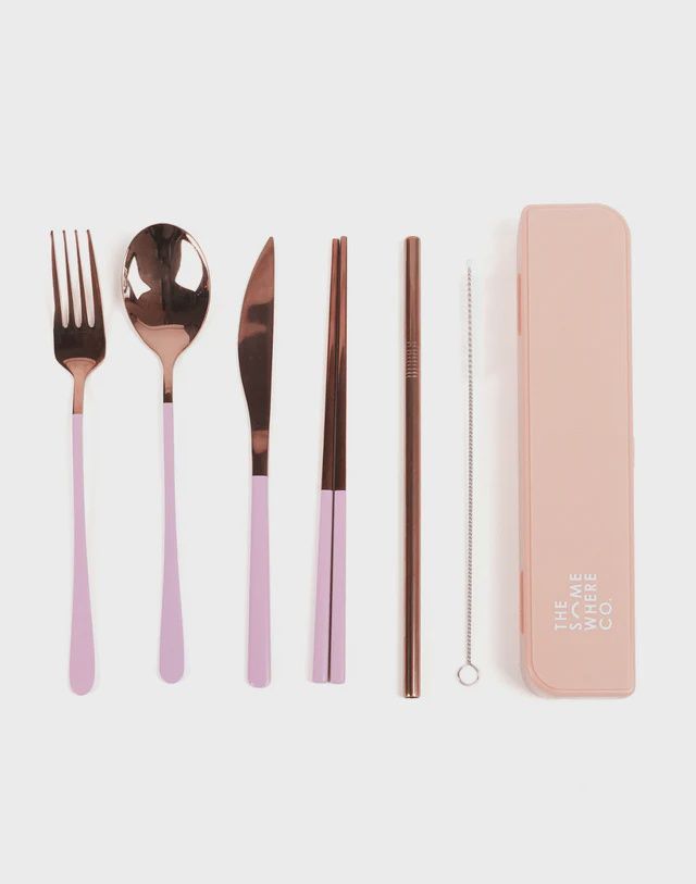 Take Me Away Cutlery Kit - Rose Gold w Lilac Handle