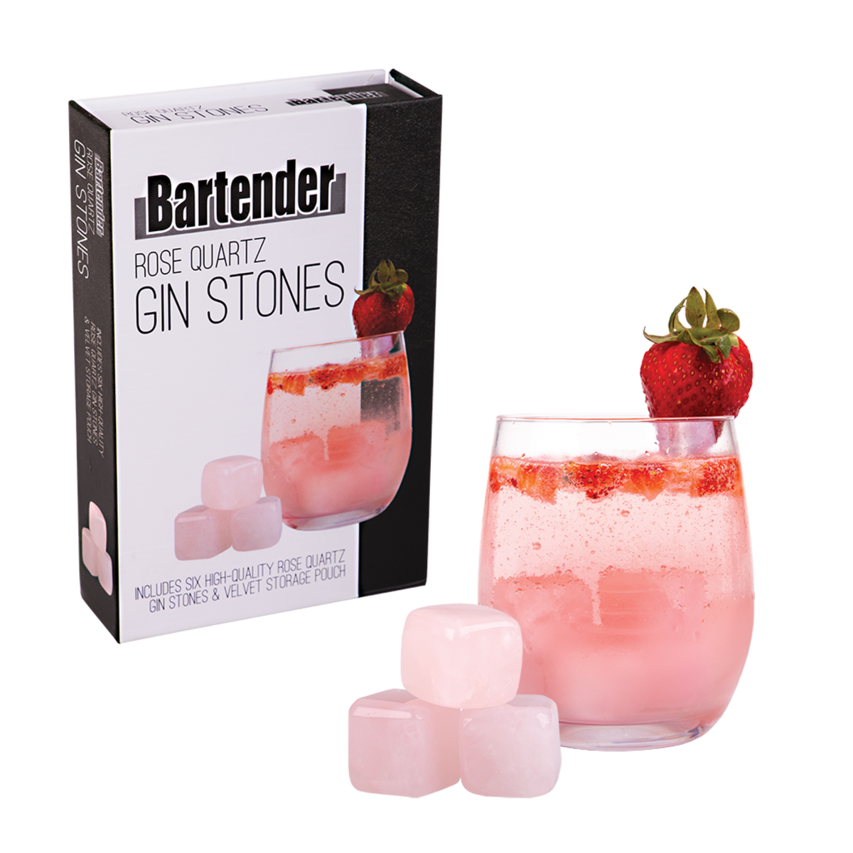 Rose Quartz Gin Stones with Bag