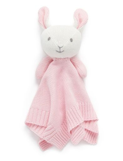 KNITTED BUNNY COMFORTER - Pink, Size: OS, Colour: PINK, Season: NON SEASONAL