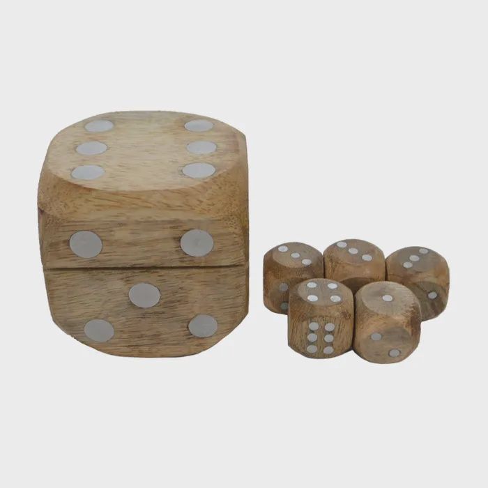 Lucky 6pc Wood Dice Box Set 6.5x6.5cm