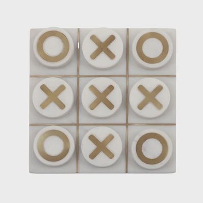 Marble Noughts &amp; Crosses 18x18cm White/Gold