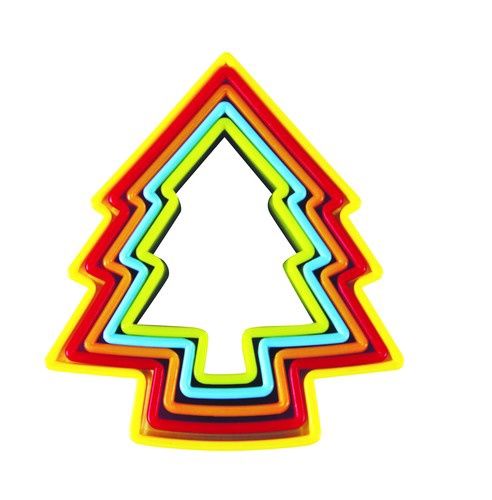 Christmas Tree Cookie Cutters 5 Piece Set - Multi Coloured