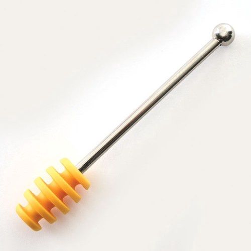 Silicone Honey Dipper w/ stainless steel handle - Yellow