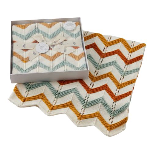 Brick Zig-Zag Knit Blanket
