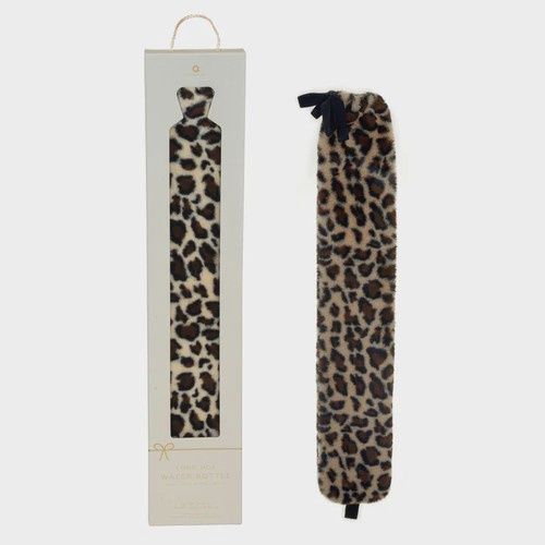Long Hot Water Bottle - Leopard Faux Fur