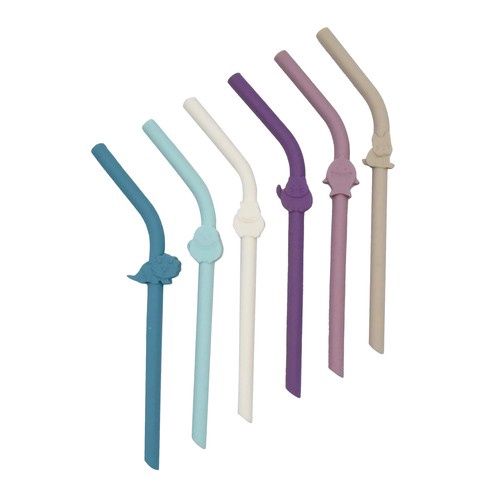 Silicone Straw Set - 6 Asst Colours