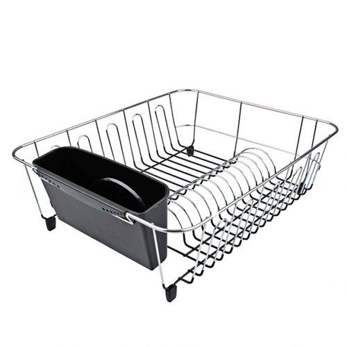 Large Black Chrome Dish Drainer with Caddy