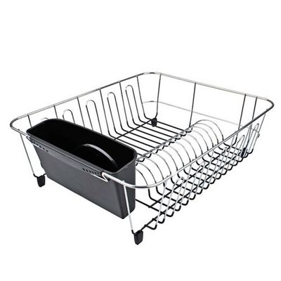 Large Black Chrome Dish Drainer with Caddy