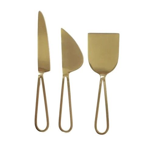 Auric S/3 S/Steel Cheese Knives 20cm Gld
