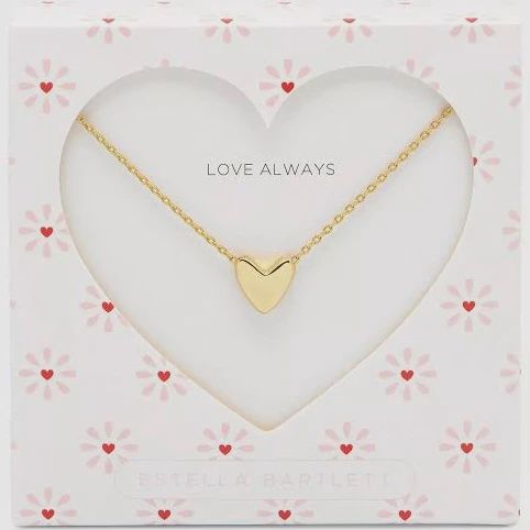 Elongated Domed Heart Necklace - Gold Plated