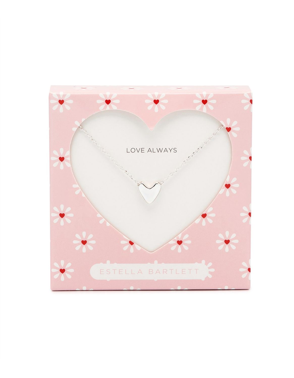 Elongated Domed Heart Necklace - Silver Plated
