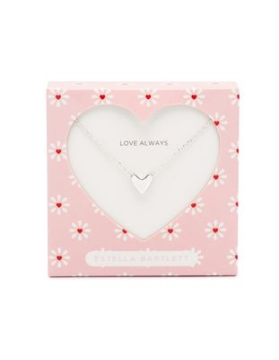 Elongated Domed Heart Necklace - Silver Plated