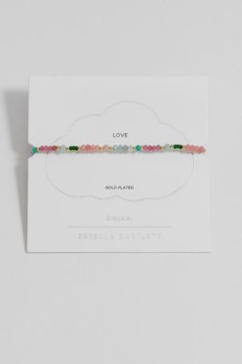 Green and Pink Mixed Mini Bead Bracelet - Gold Plated