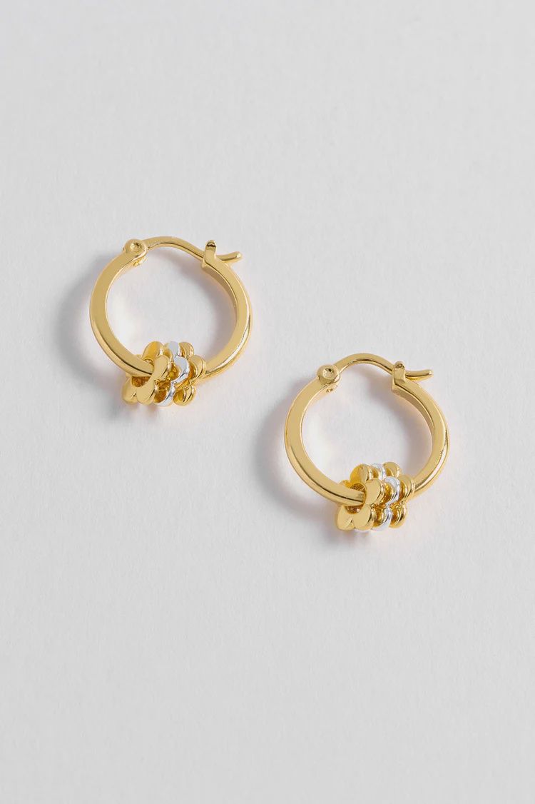 Multi Flower Hoop Earrings - Gold Plated Gold Plated