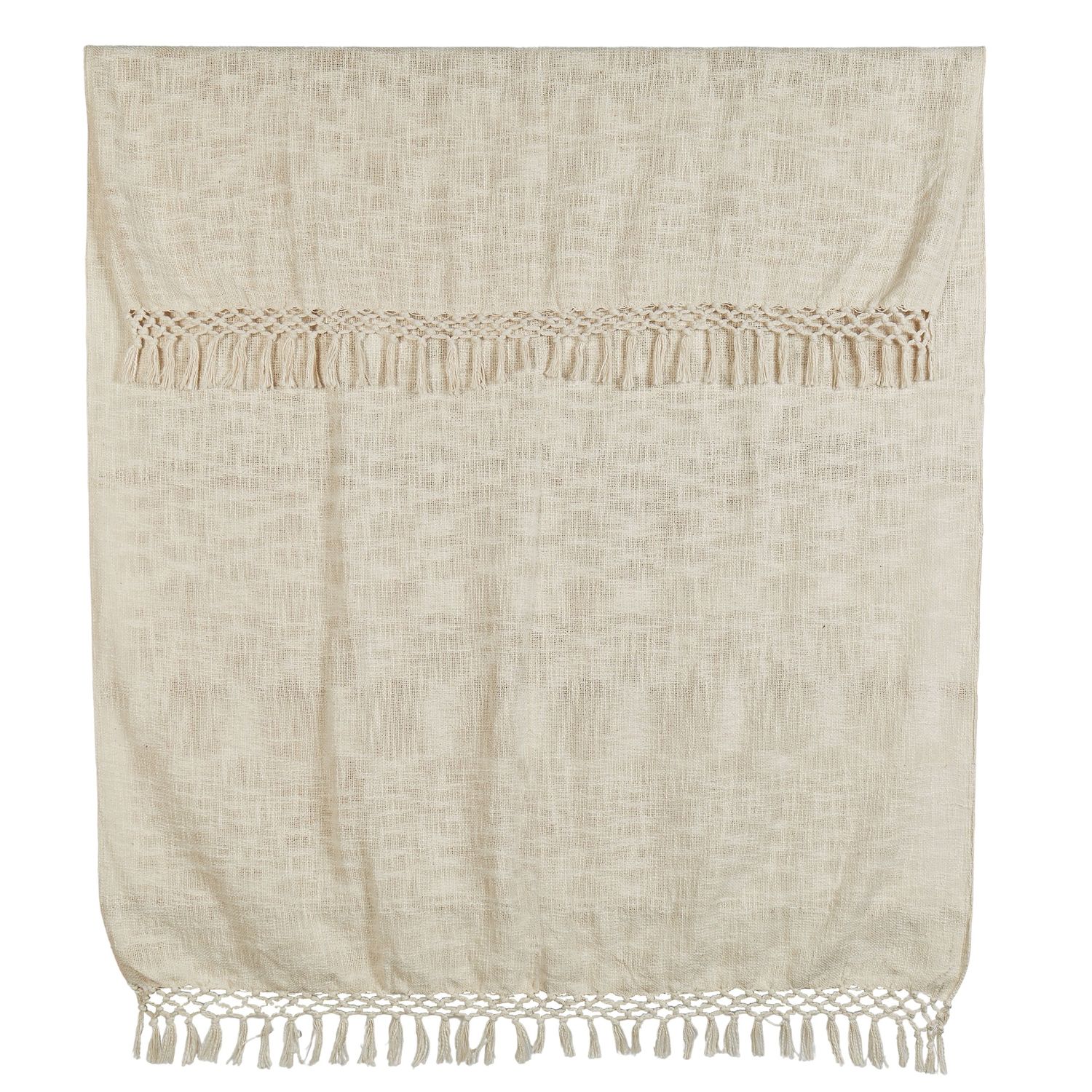 Cotton Slub Woven Throw  - Natural &amp; Cream