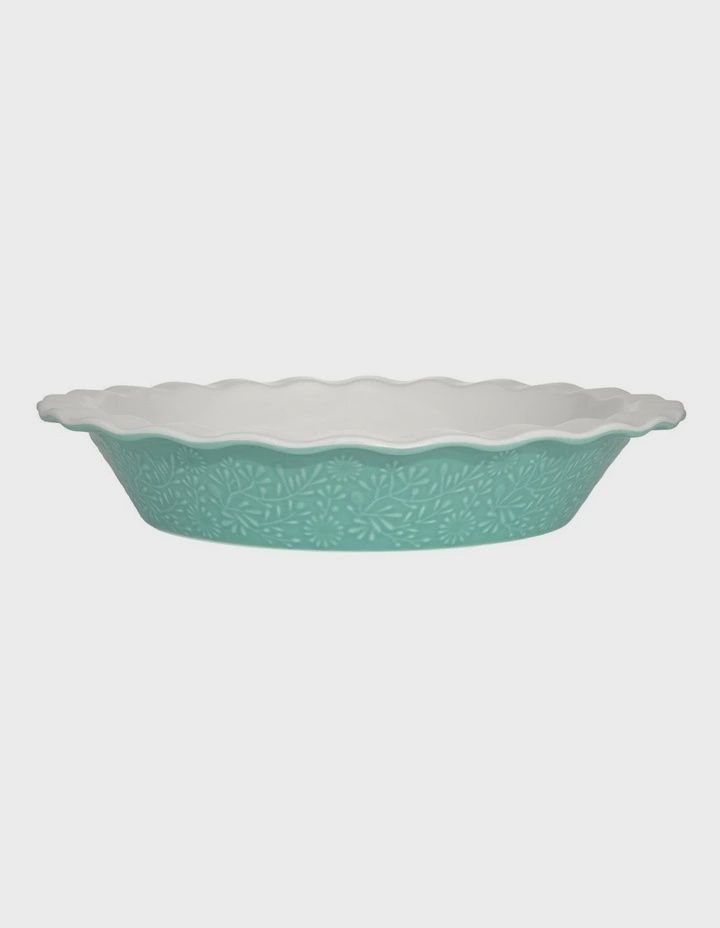 Blooms Fluted Pie Dish 21.5x4cm Green Gift Boxed