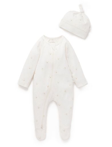 ZIP GROWSUIT &amp; HAT SET, Size: 0000, Colour: VANILLA BEAR, Season: ESS