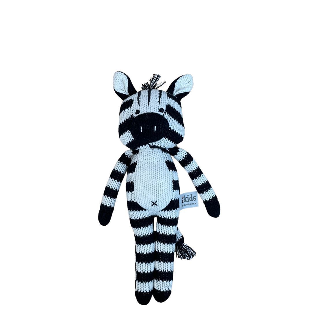 Eco Knitted Zebra Rattle 25cm