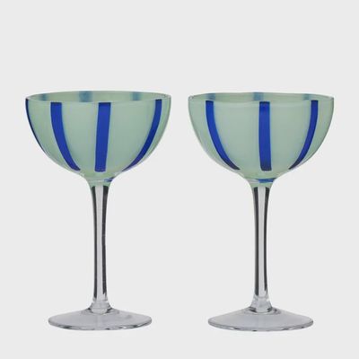 Aperitivo Set 2 Coupe Glass - Green/Blue