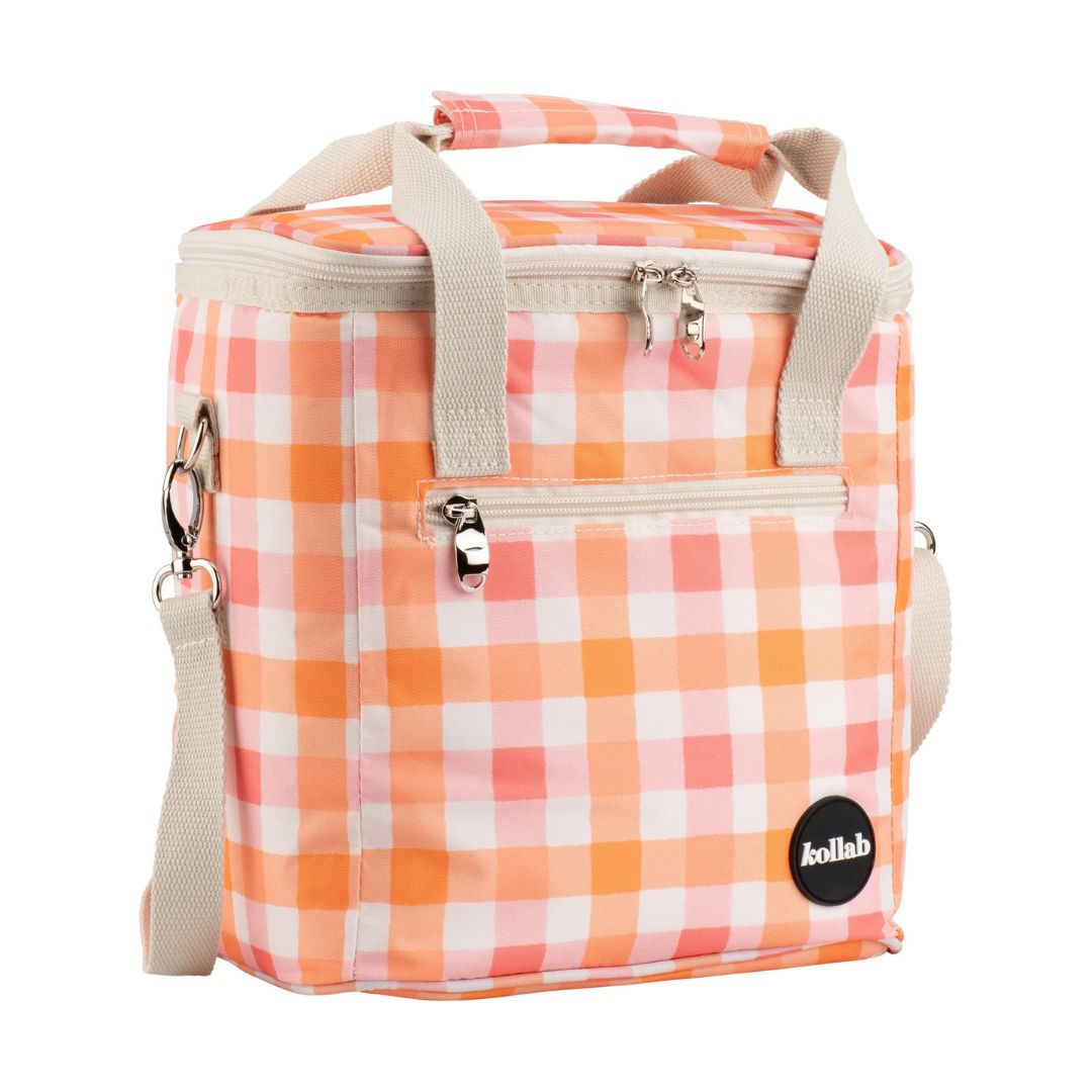 Mini Cooler Watermelon Peach Check