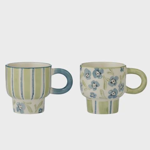Olga Ceramic Mug Blue/Olive Assorted
