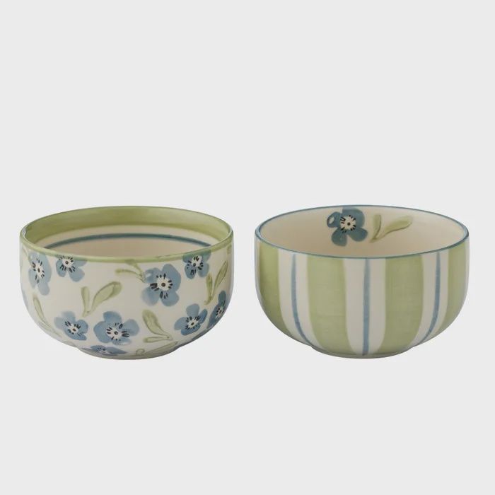 Olga Small Ceramic Bowl - Olive/Green Assorted