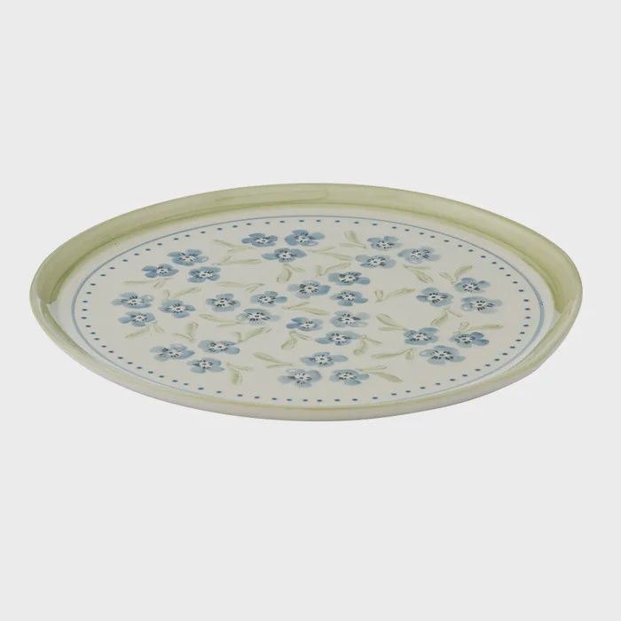 Olga Round Ceramic Platter - Blue/Olive